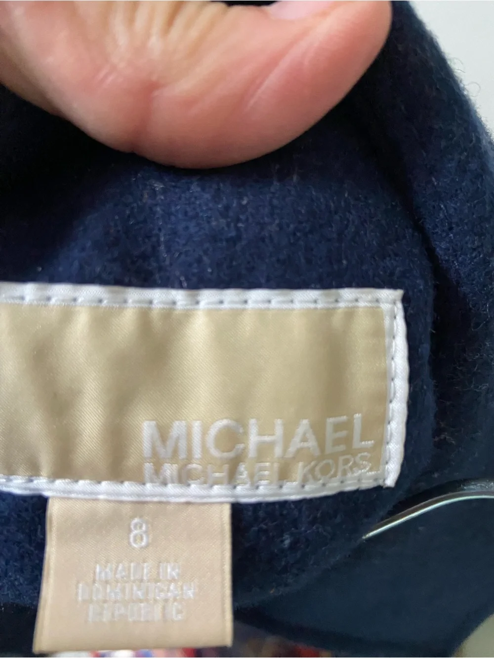 Michael Kors Navy Asymmetrical Zip Trench Coat with Gold Hardware